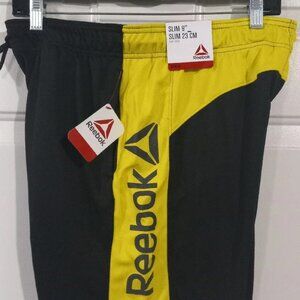 Reebok Mens Slim  Black Knit Training Shorts Athletic